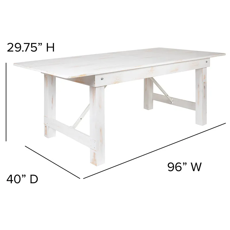 Worn White Heirloom Farm Table With Benches 2 Sizes