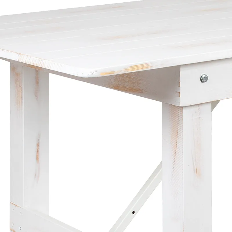 Worn White Heirloom Farm Table With Benches 2 Sizes