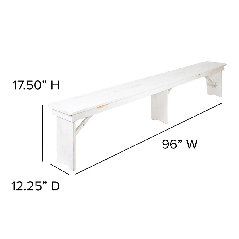 Worn White Heirloom Farm Table With Benches 2 Sizes